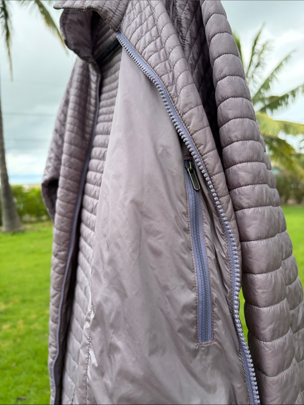 Patagonia Quilted Lightweight Long Puffer Jacket in Purple Gray - Picture 5 of 10